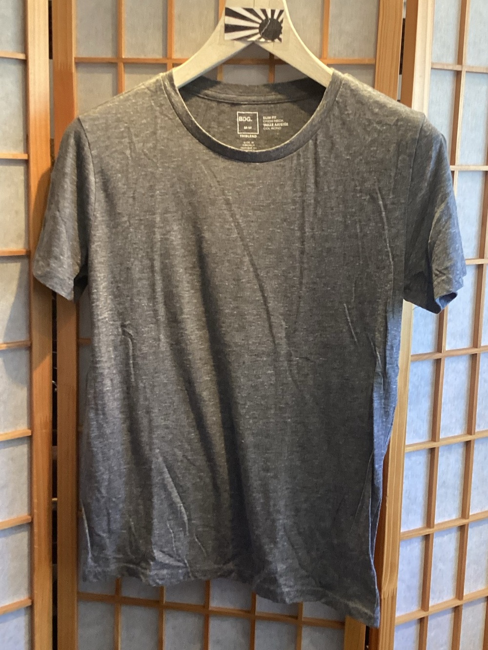 UO BDG Slim Fit Crew-Neck Short Sleeve Tee Heather Grey Men's Size Medium